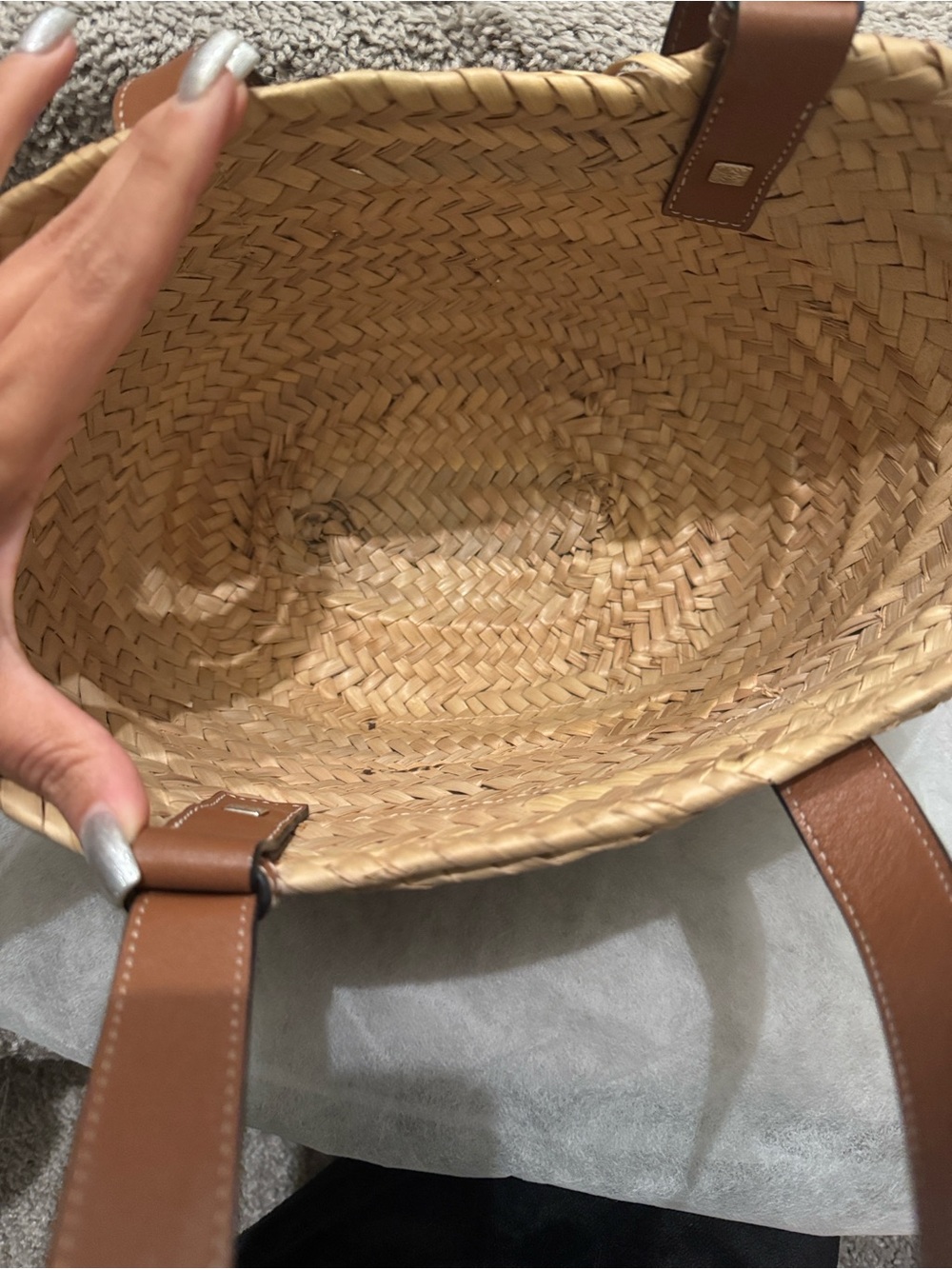 LOEWE Raffia Small Basket Bag Pre-Owned - Picture 4 of 17
